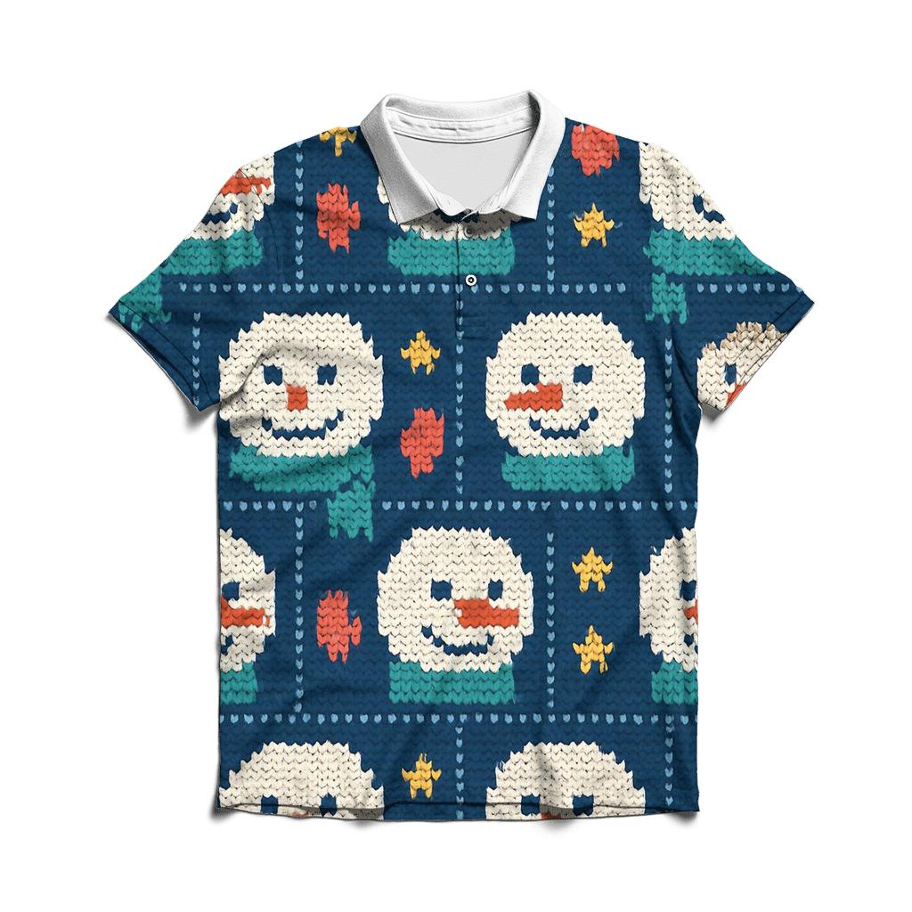 Snowman Scarf Grid Design classic pique polos