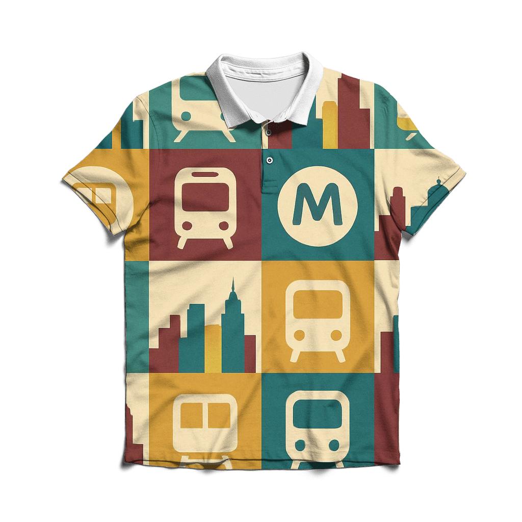 Retro Metro Mosaic premium cotton polo shirts
