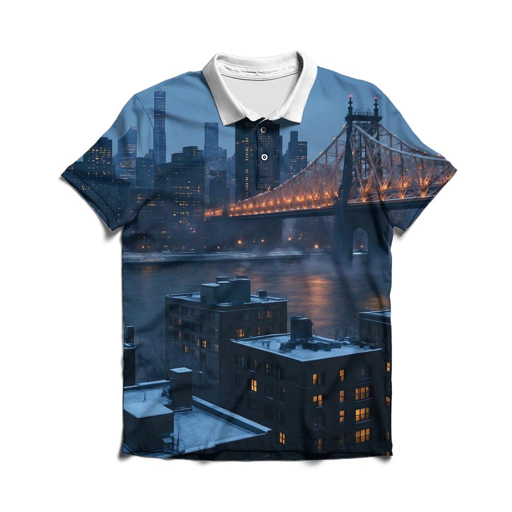 Winter Twilight From Roosevelt Island custom polo shirts