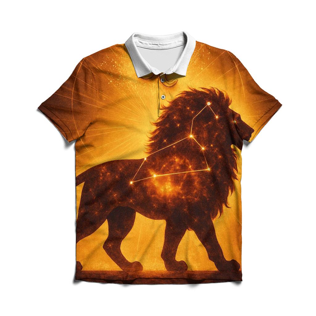 Leo Solar Flare Lion Artwork personalized polo shirts