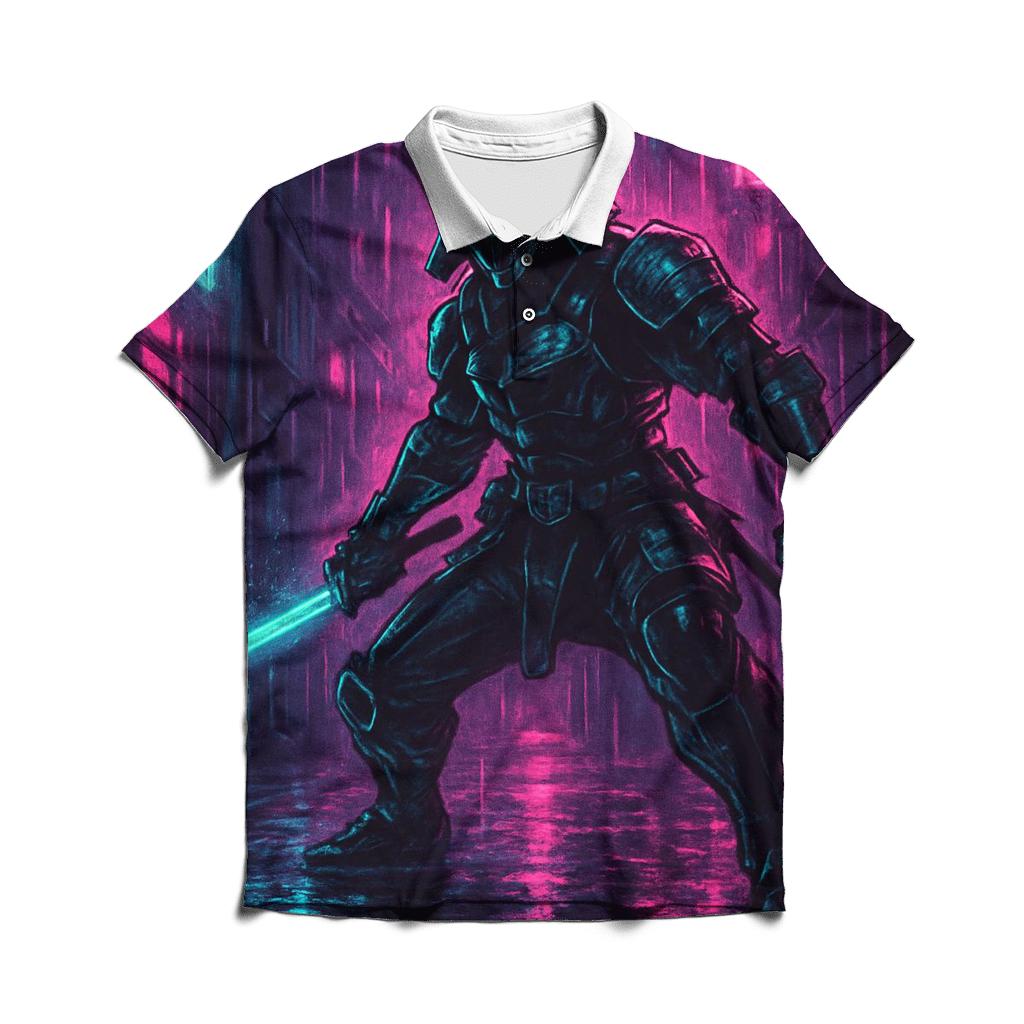 Neon Cyberpunk Samurai branded logo polo shirts