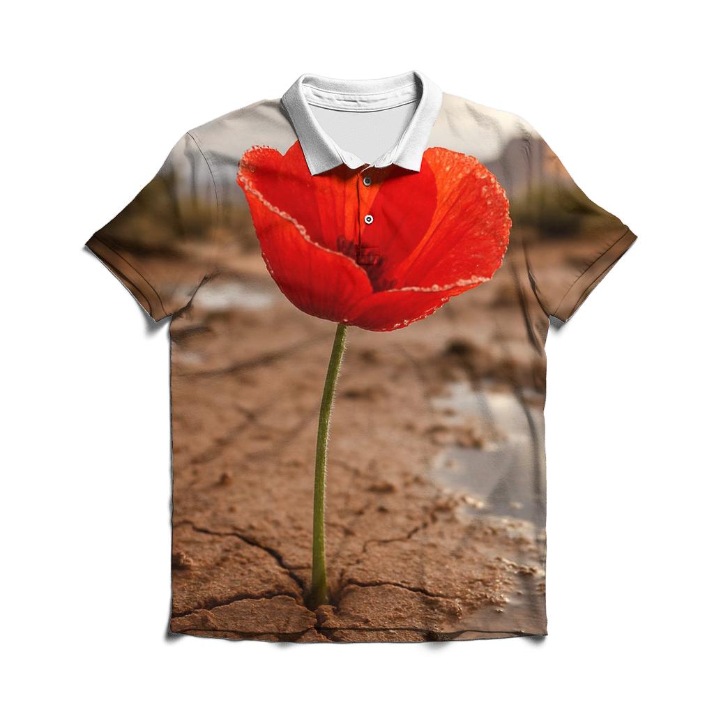 Desert Poppy After Rain stylish collar polo tees
