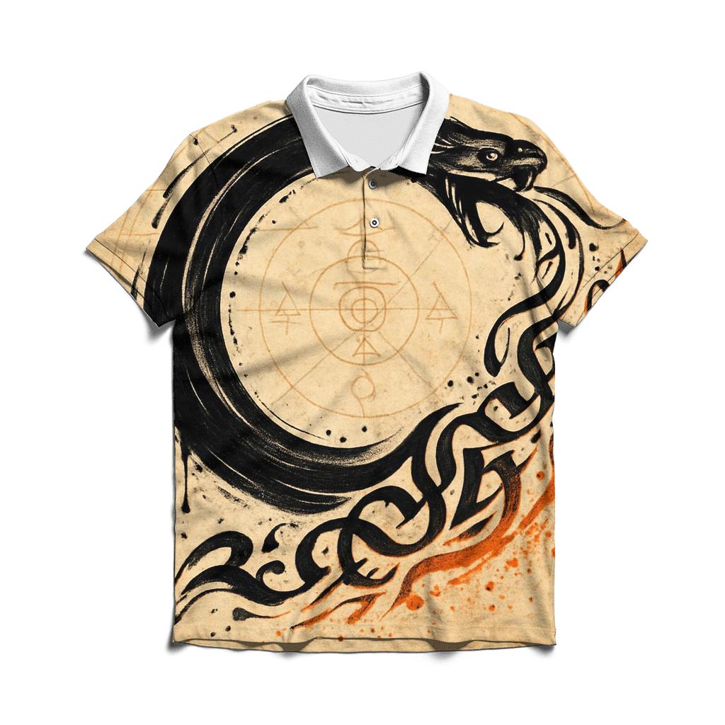 Ink And Flame Ouroboros Sigil premium cotton polo shirts