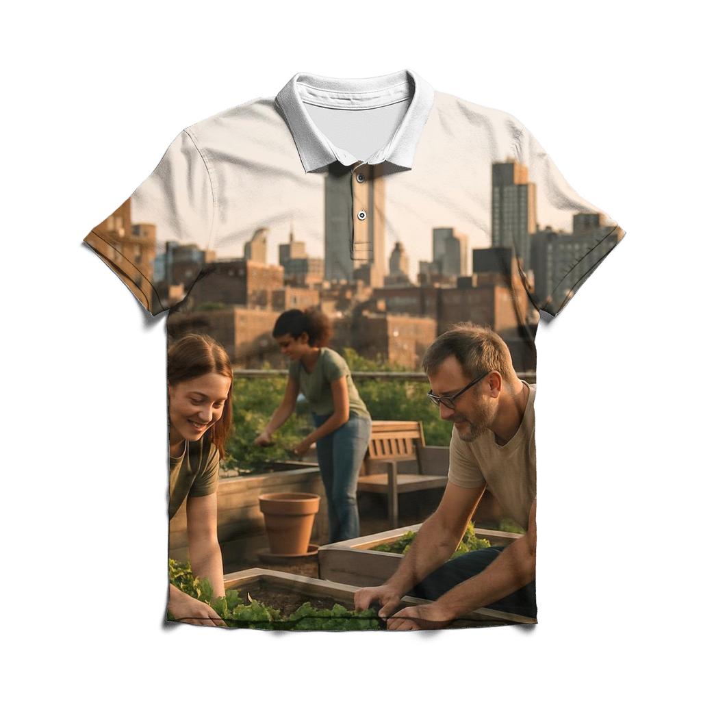 Rooftop Garden Overlook premium cotton polo shirts