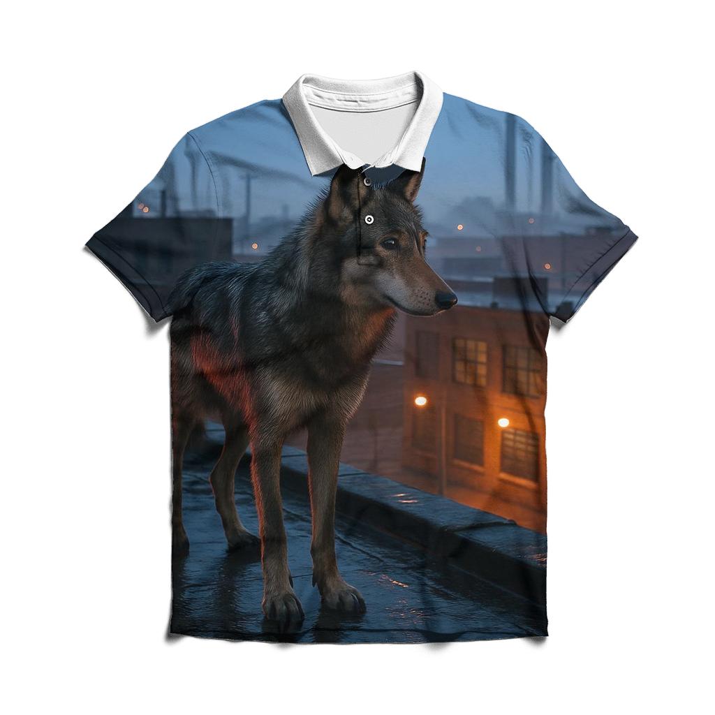 Urban Edge Wolf At Dawn stylish collar polo tees