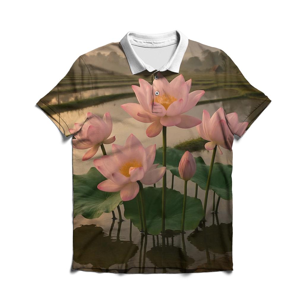 Rice Terrace Lotus Reflection designer slim fit polos