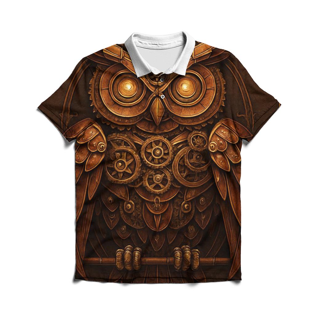 Steampunk Mechanical Owl classic pique polos