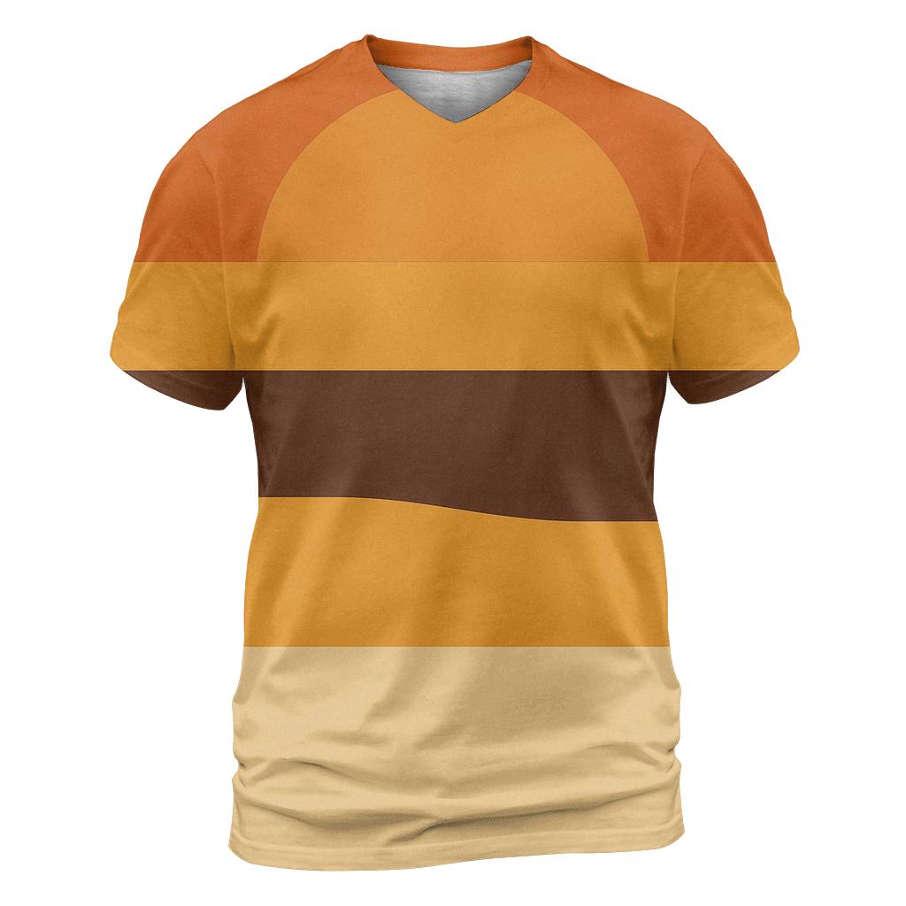 Harvest Sunset Stripes vibrant all-over design tees