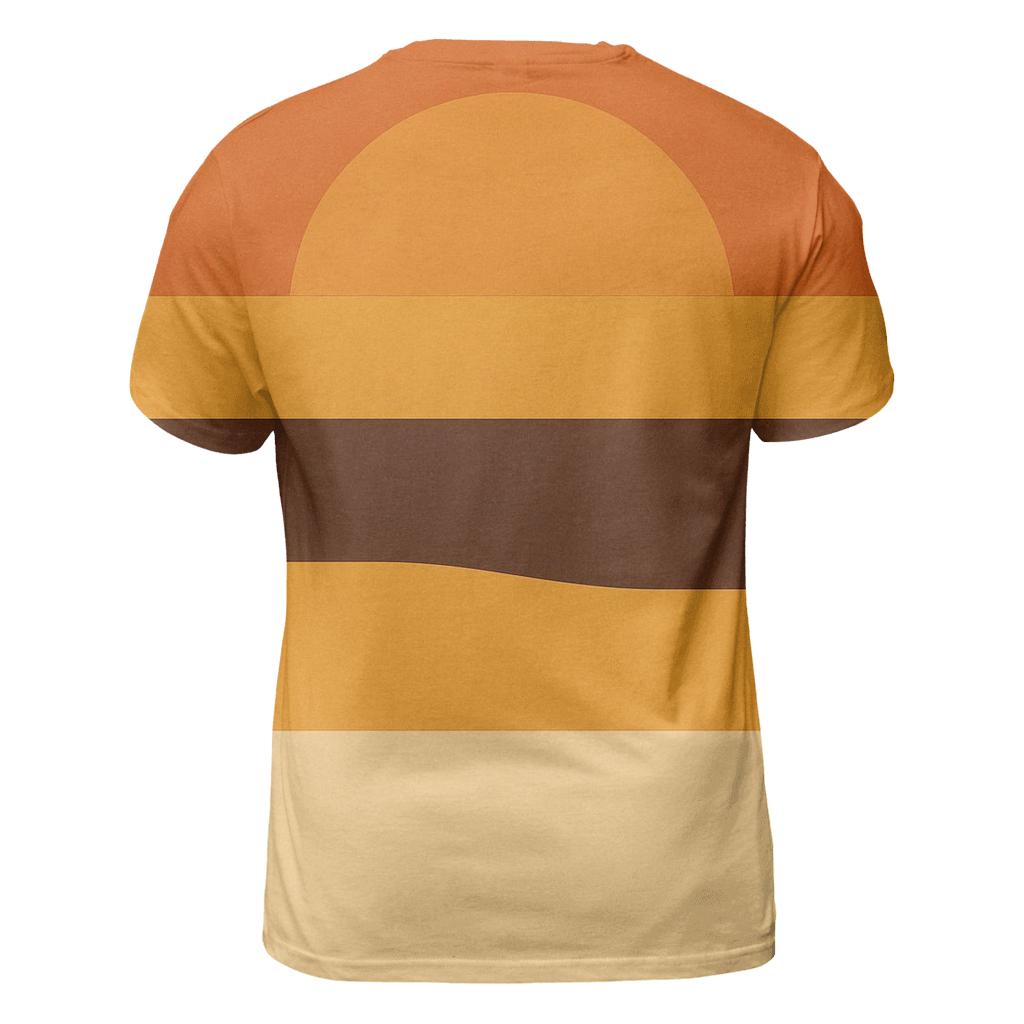 Harvest Sunset Stripes vibrant all-over design tees