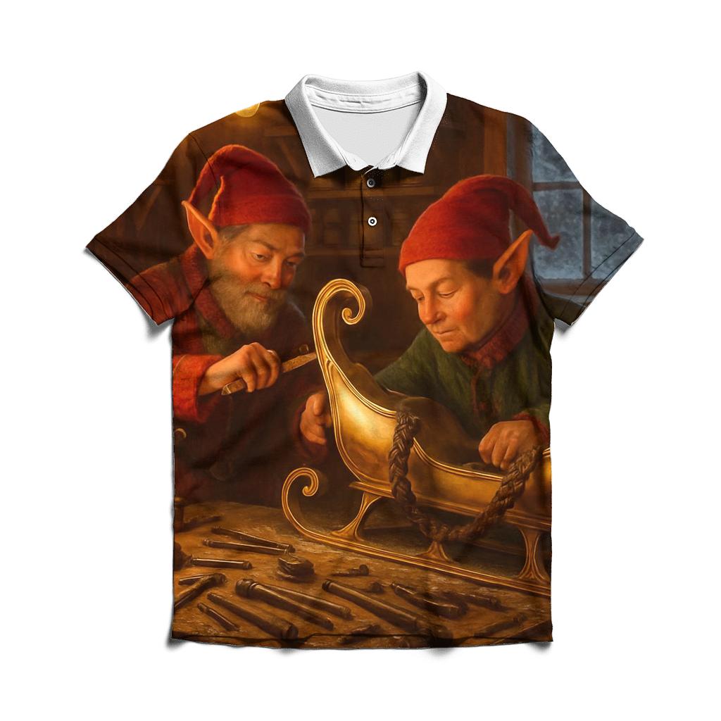 Santa Sleigh Repair Workshop personalized polo shirts