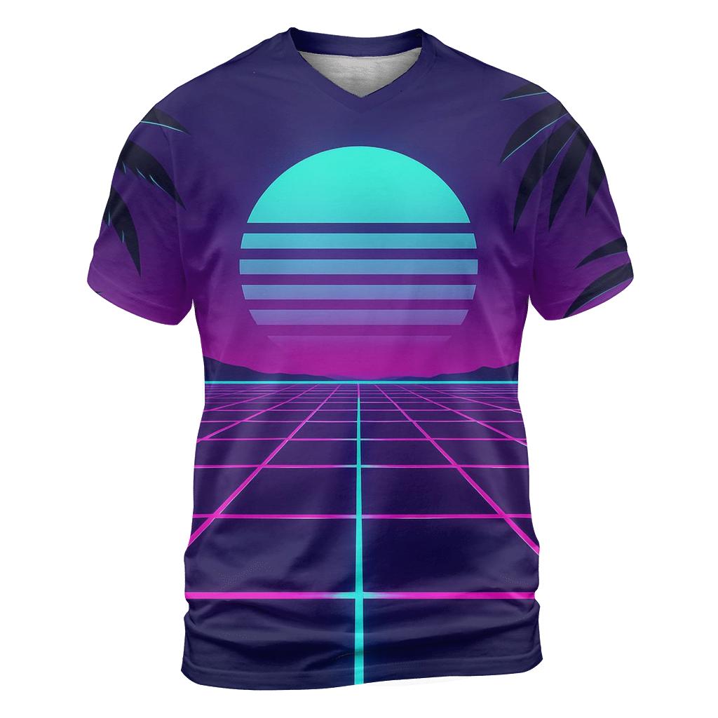 Neon Grid Lines creative print fashion shirts
