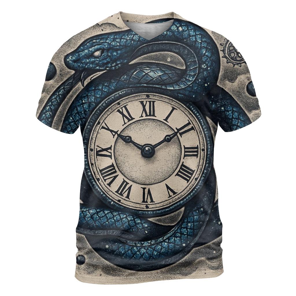 Cosmic Clock Ouroboros trendy printed shirt styles