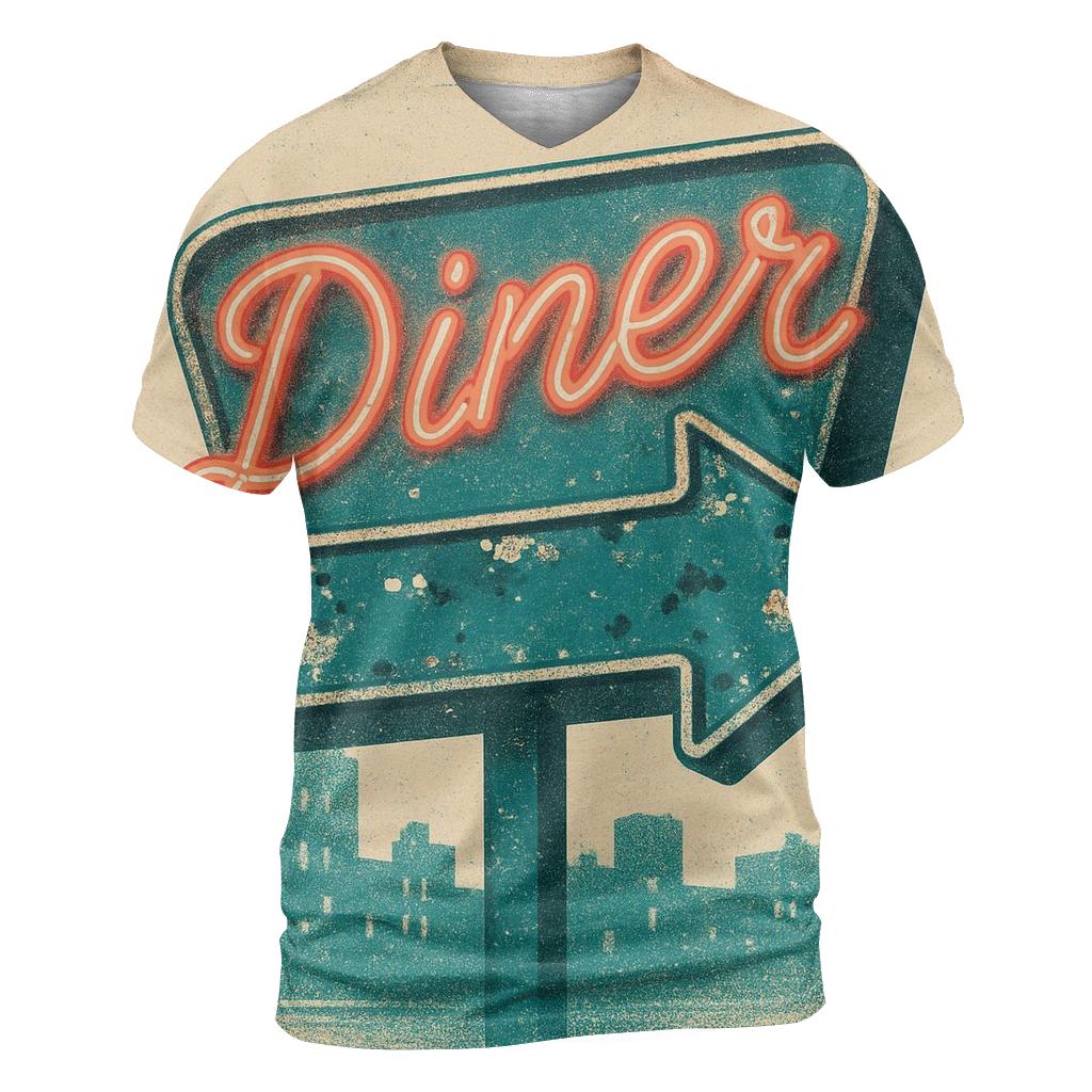 Antique Diner Neon Sign artistic all-over print tops