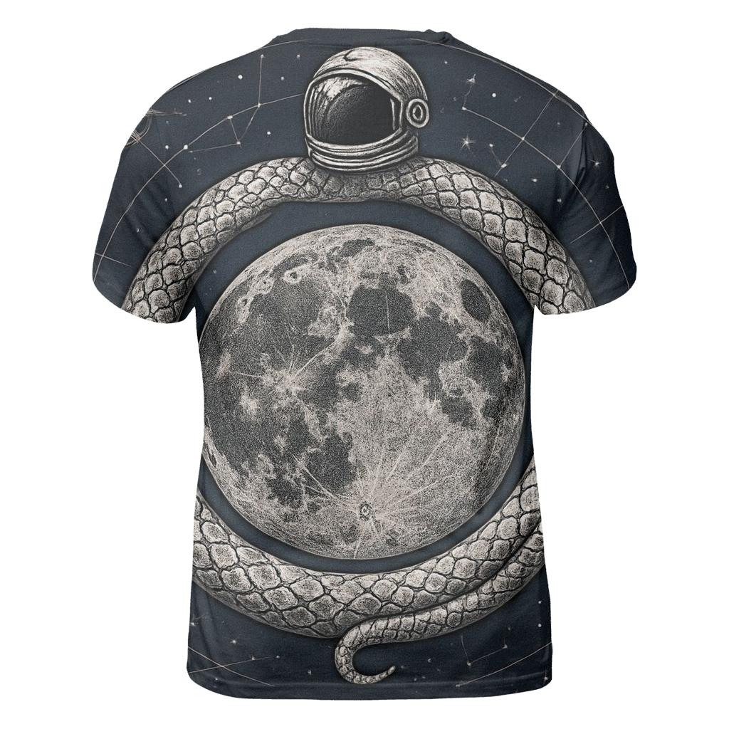 Lunar Tattoo Ouroboros Map artistic all-over print tops