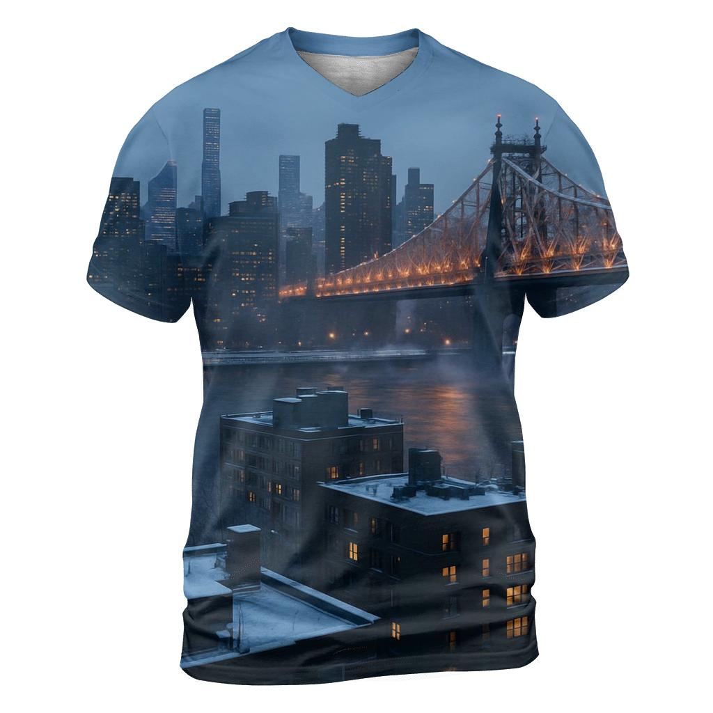 Winter Twilight From Roosevelt Island trendy printed shirt styles