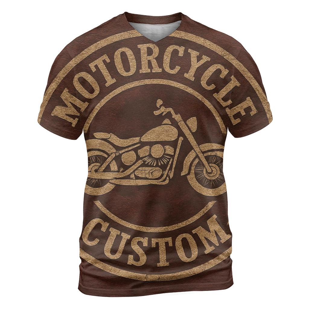 Worn Leather Motorcycle Badge statement graphic shirts