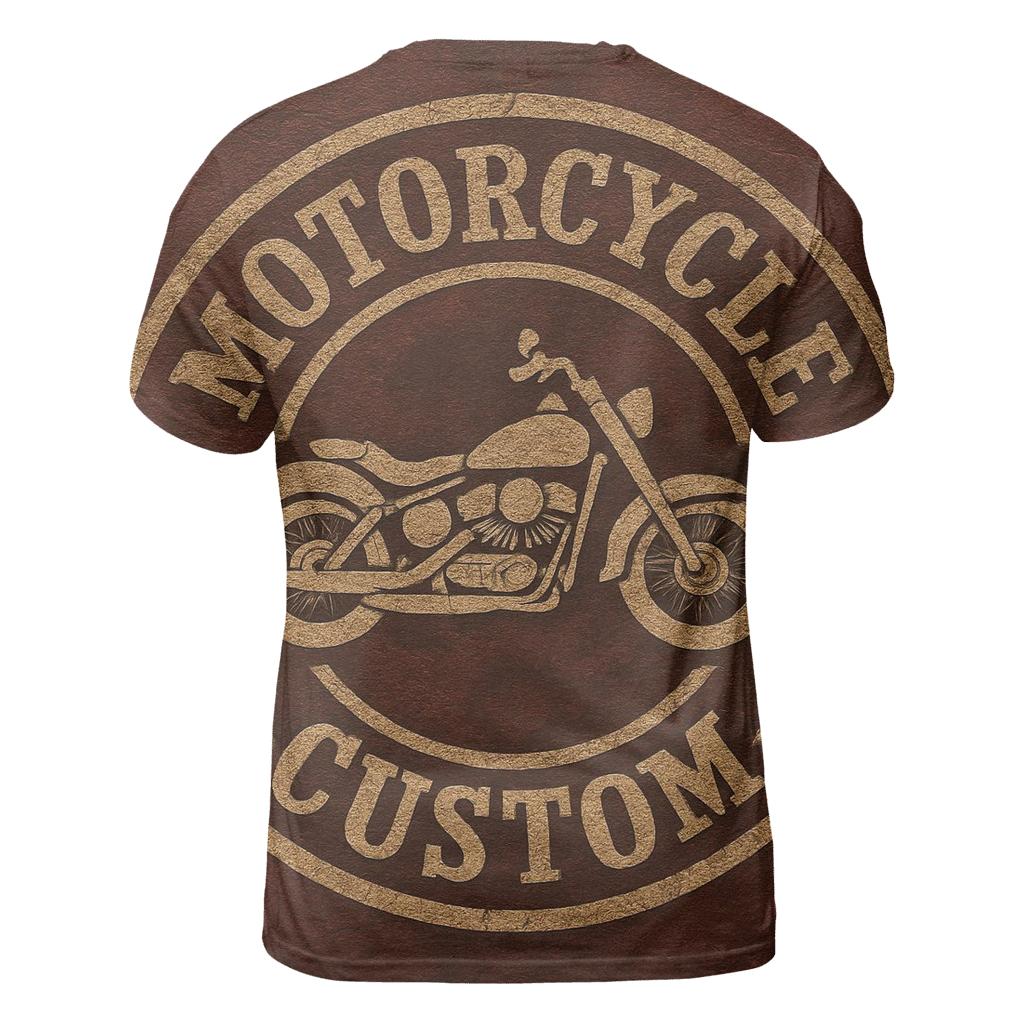 Worn Leather Motorcycle Badge statement graphic shirts