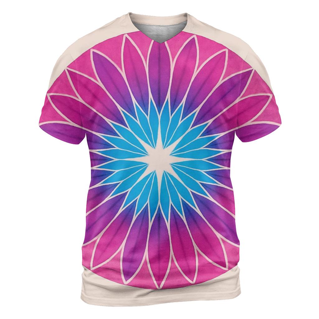 Magenta Mandala Sunburst artistic all-over print tops