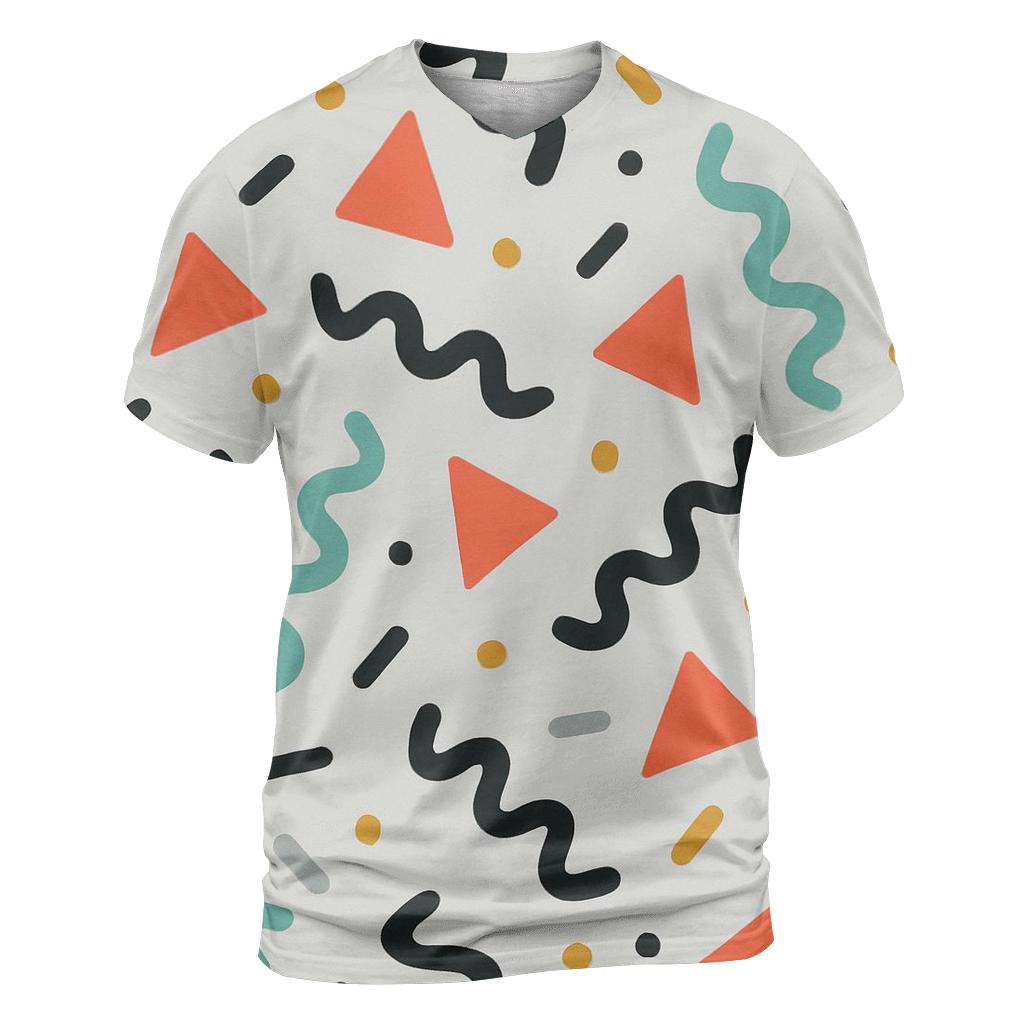 Memphis Night Shuffle vibrant all-over design tees