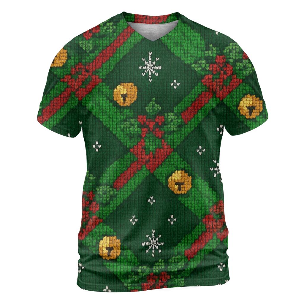 Sleigh Bell Crisscross Design artistic all-over print tops