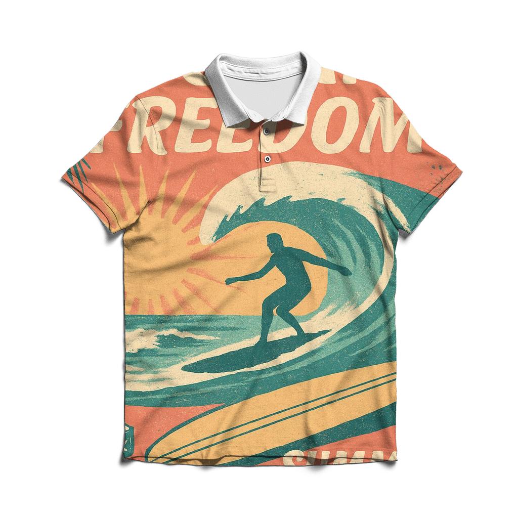 Retro Surf Collage premium cotton polo shirts