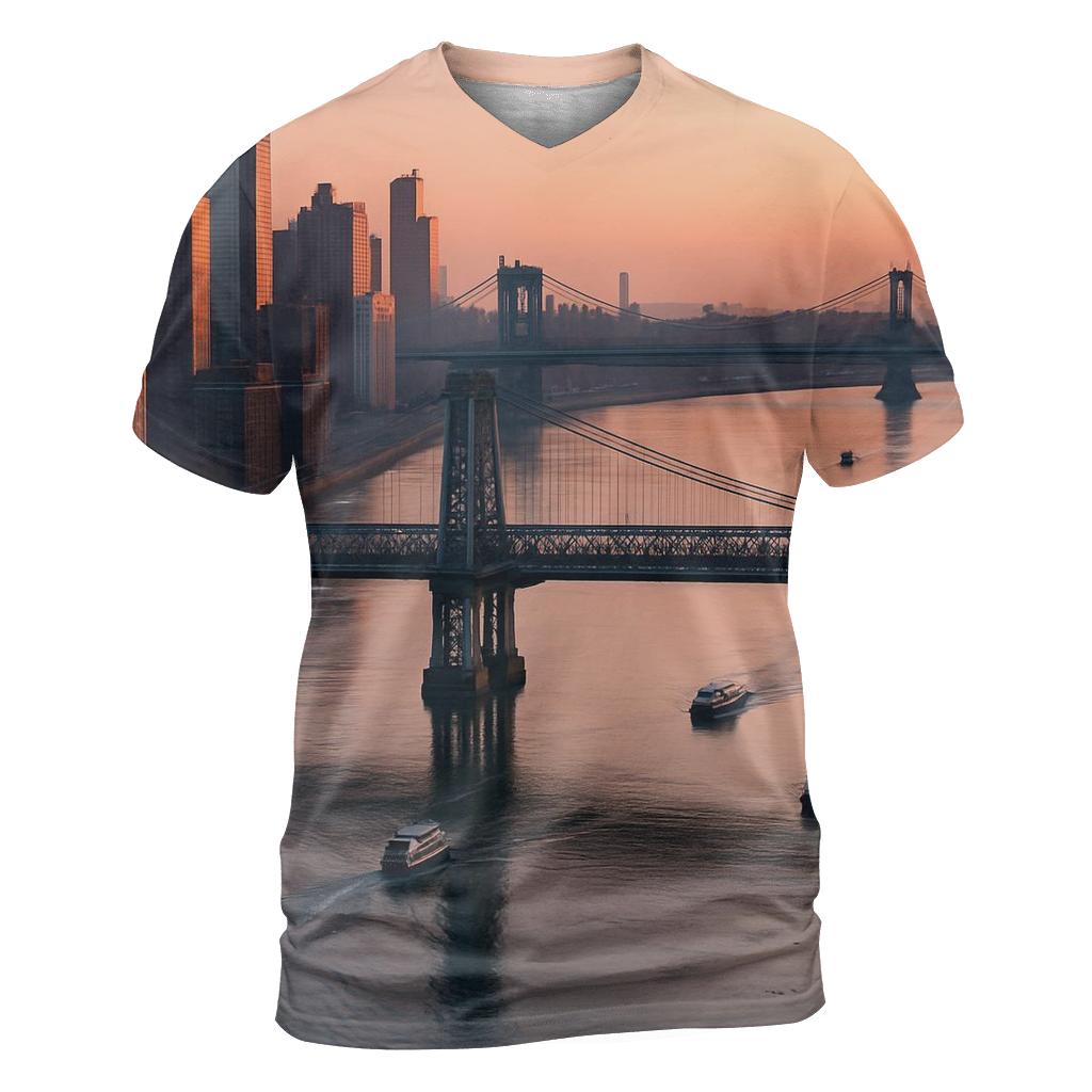 Sunrise Aerial Over East River creative print fashion shirts