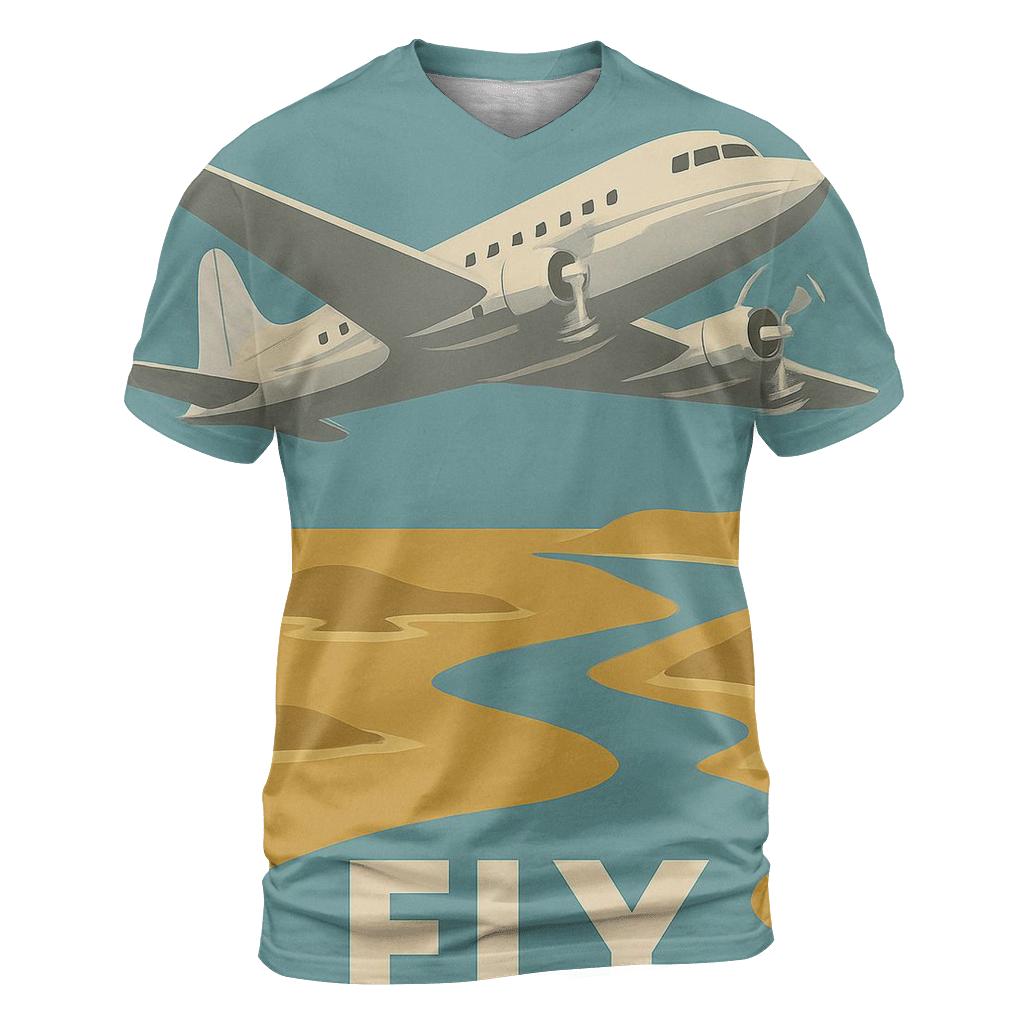 Aged Airline Travel Poster artistic all-over print tops