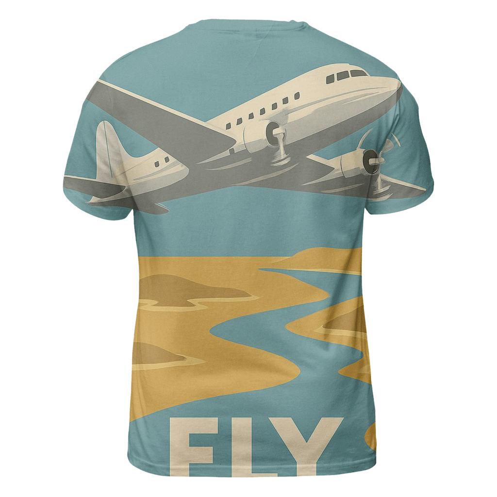 Aged Airline Travel Poster artistic all-over print tops