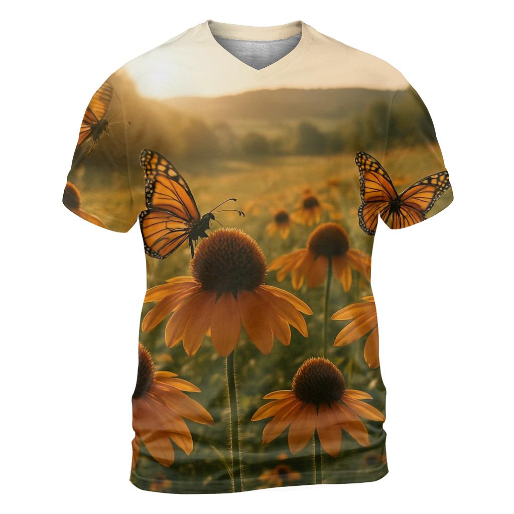 Prairie Coneflower And Monarch Migration statement graphic shirts