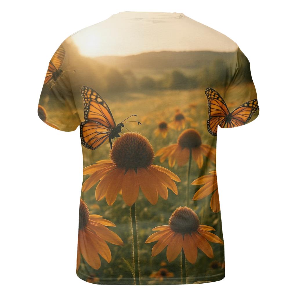 Prairie Coneflower And Monarch Migration statement graphic shirts