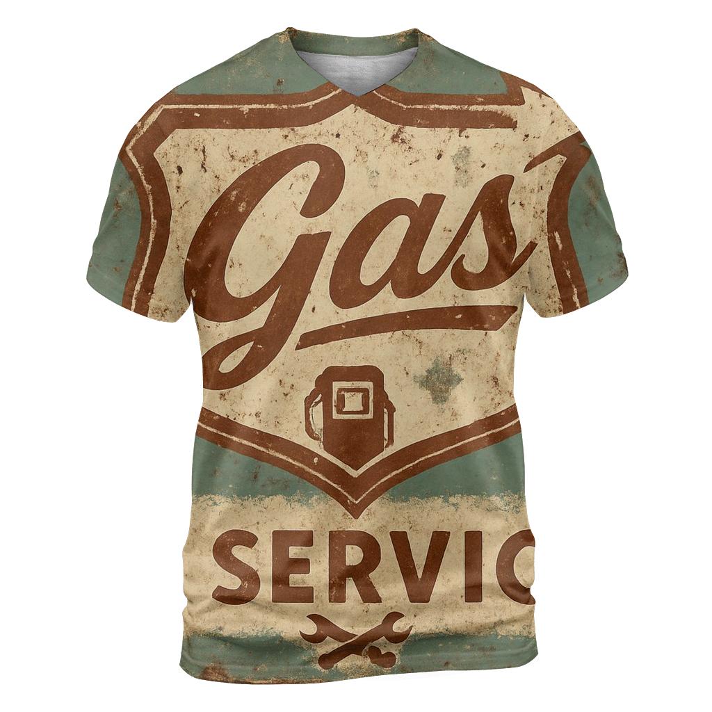 Old Gas Station Emblem creative print fashion shirts