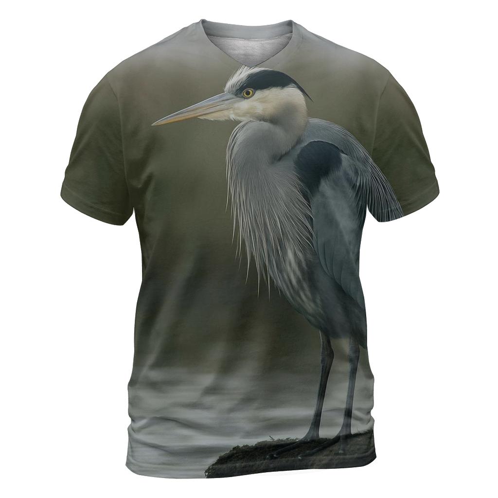 Marshland Heron Vigil creative print fashion shirts