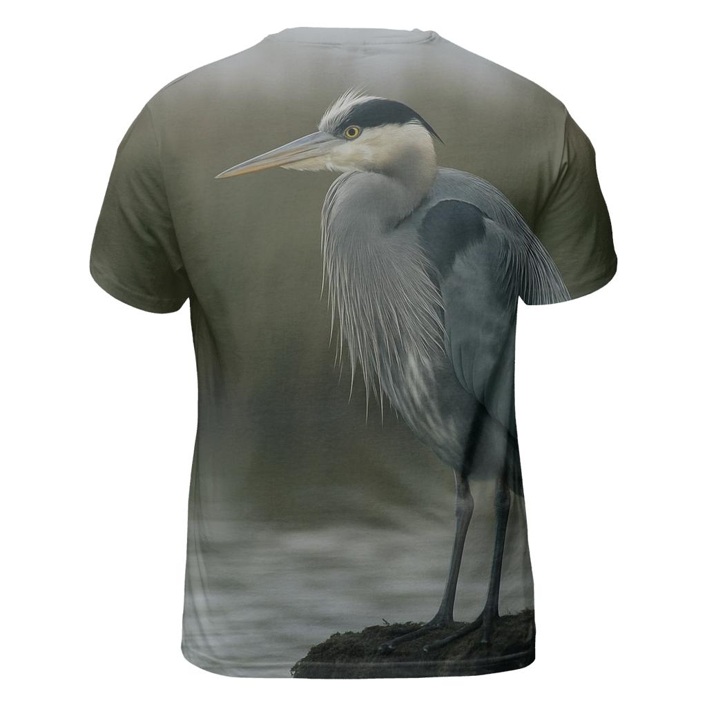 Marshland Heron Vigil creative print fashion shirts
