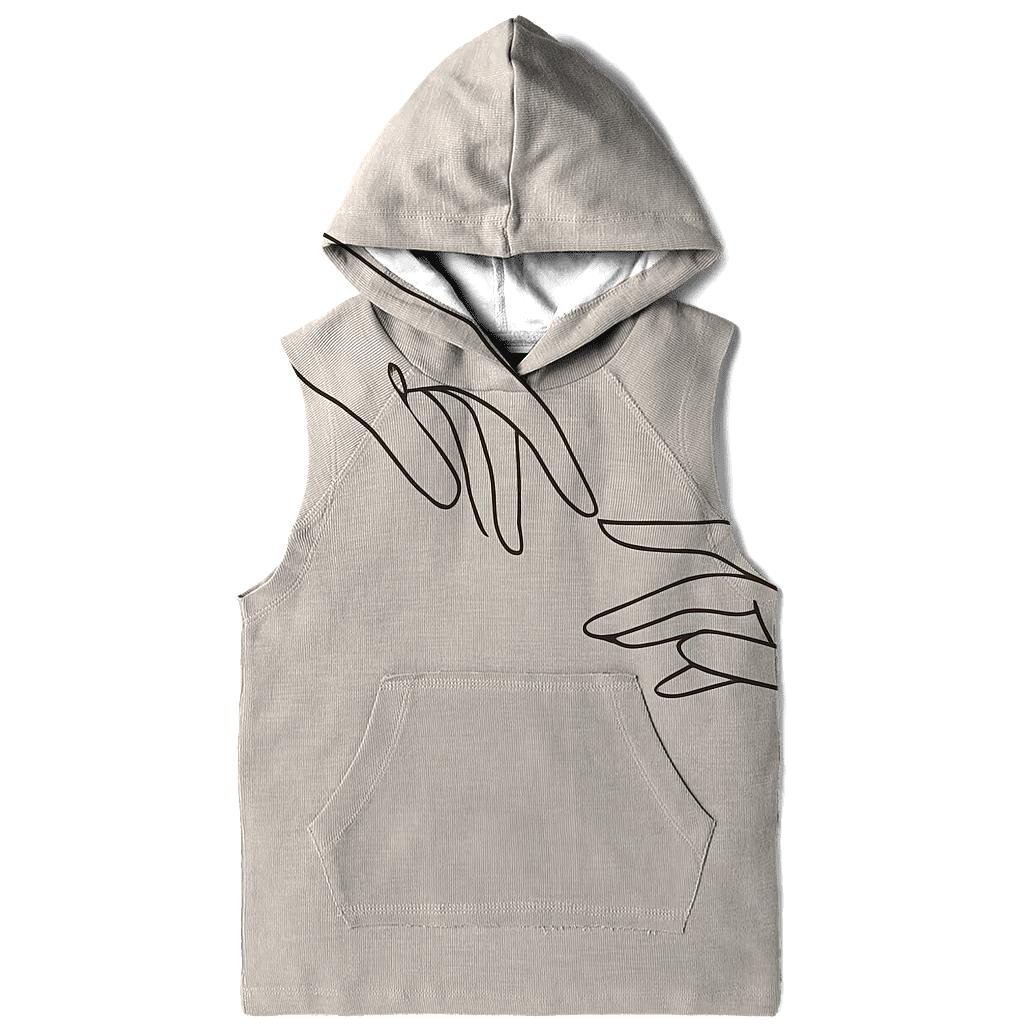Minimalist Line Art Hands embroidered hoodies