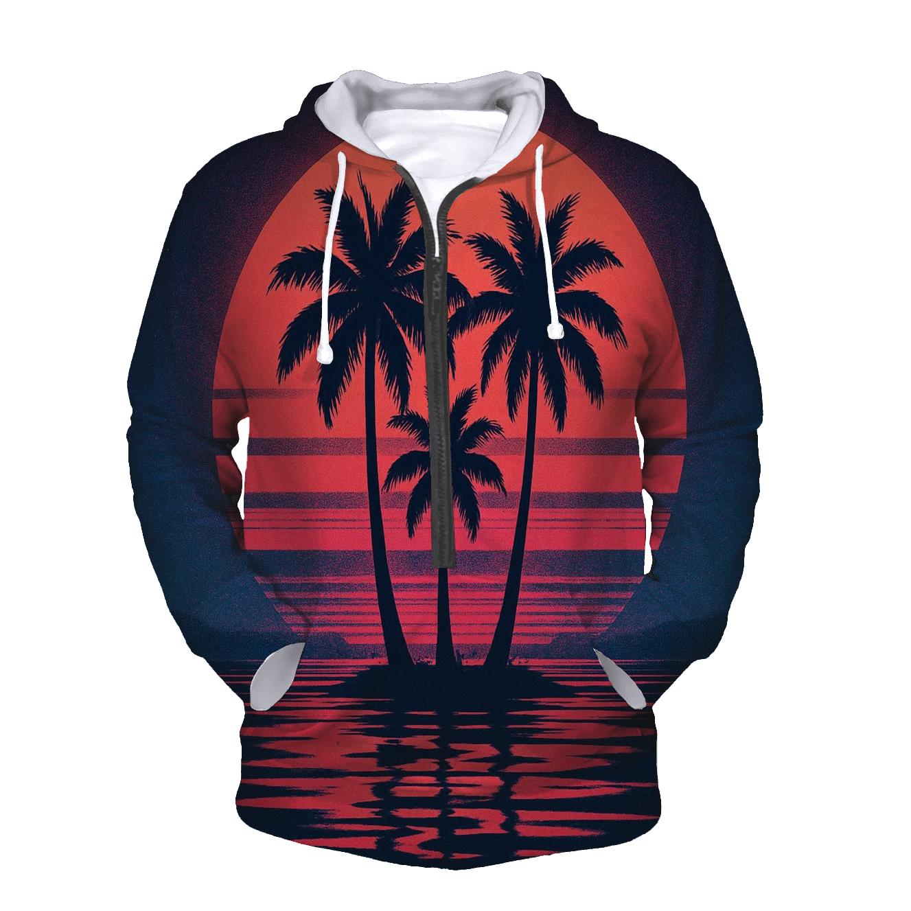 Retro Wave Sunset Palms hoodies fashion
