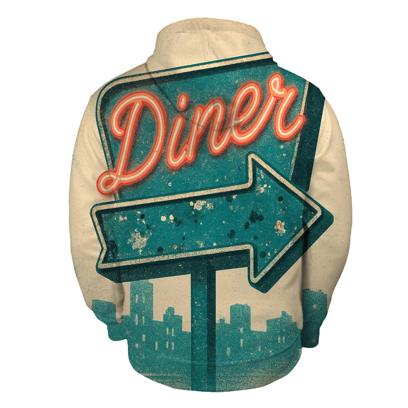 Antique Diner Neon Sign embroidered hoodies