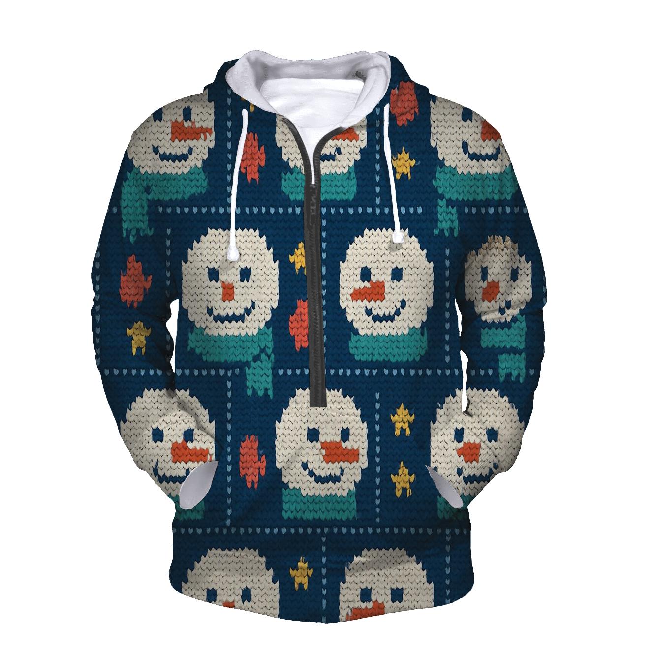 Snowman Scarf Grid Design printed hoodies
