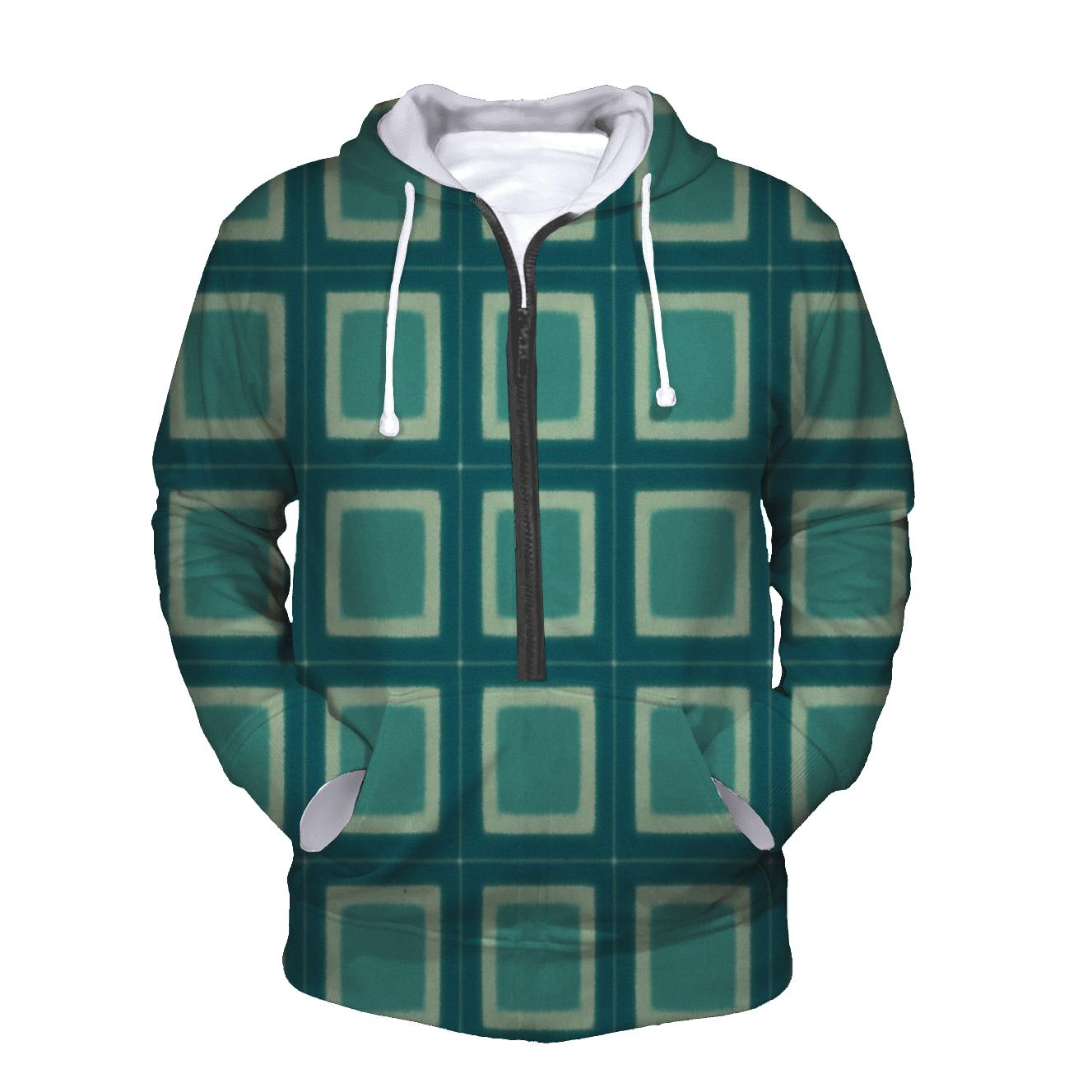 Itajime Teal Grid lightweight hoodies