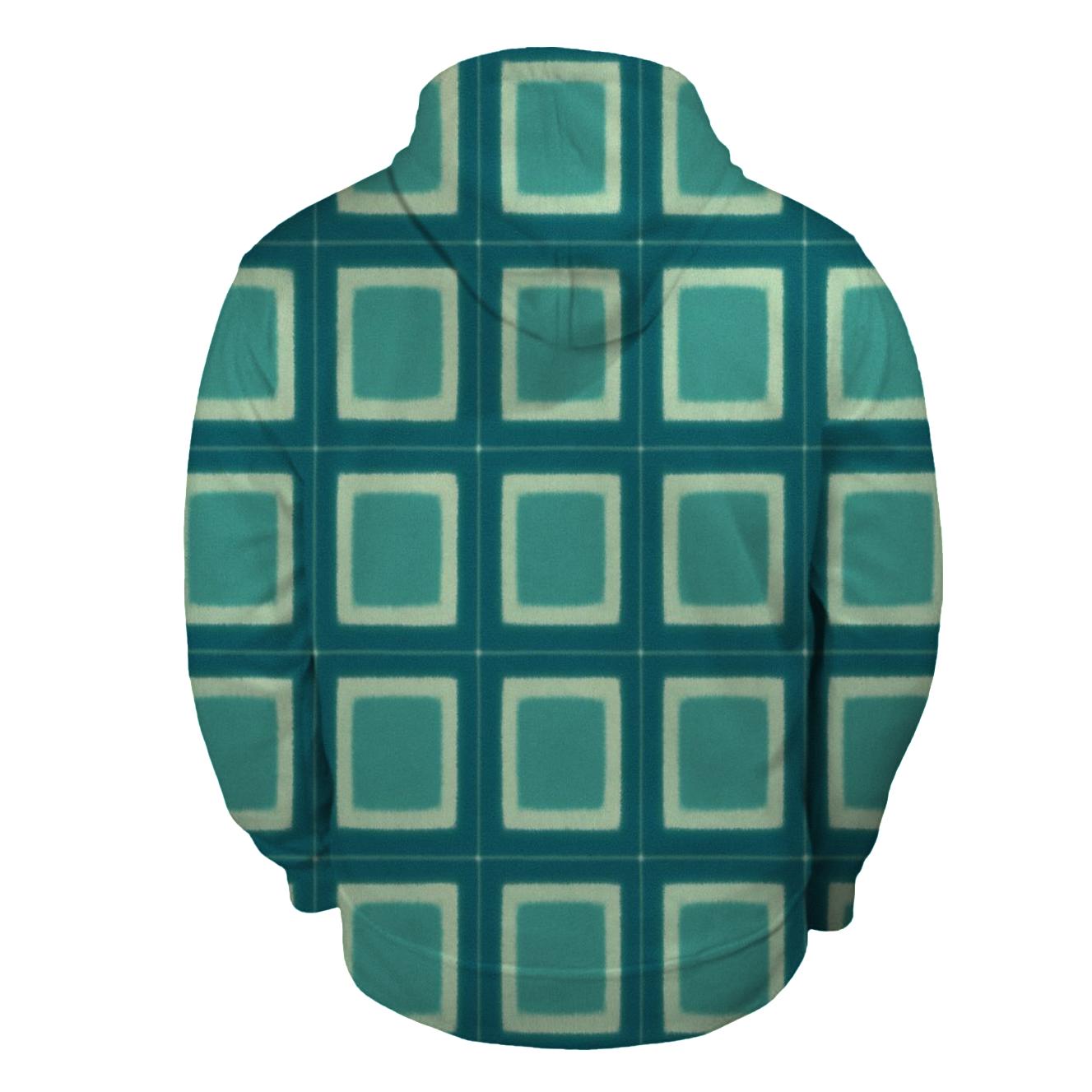 Itajime Teal Grid lightweight hoodies