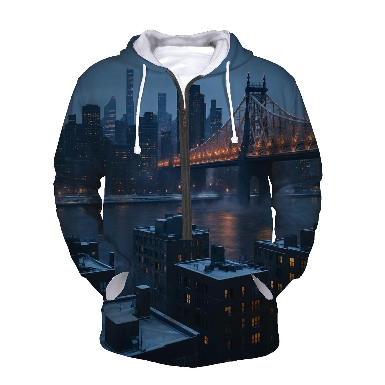 Winter Twilight From Roosevelt Island embroidered hoodies