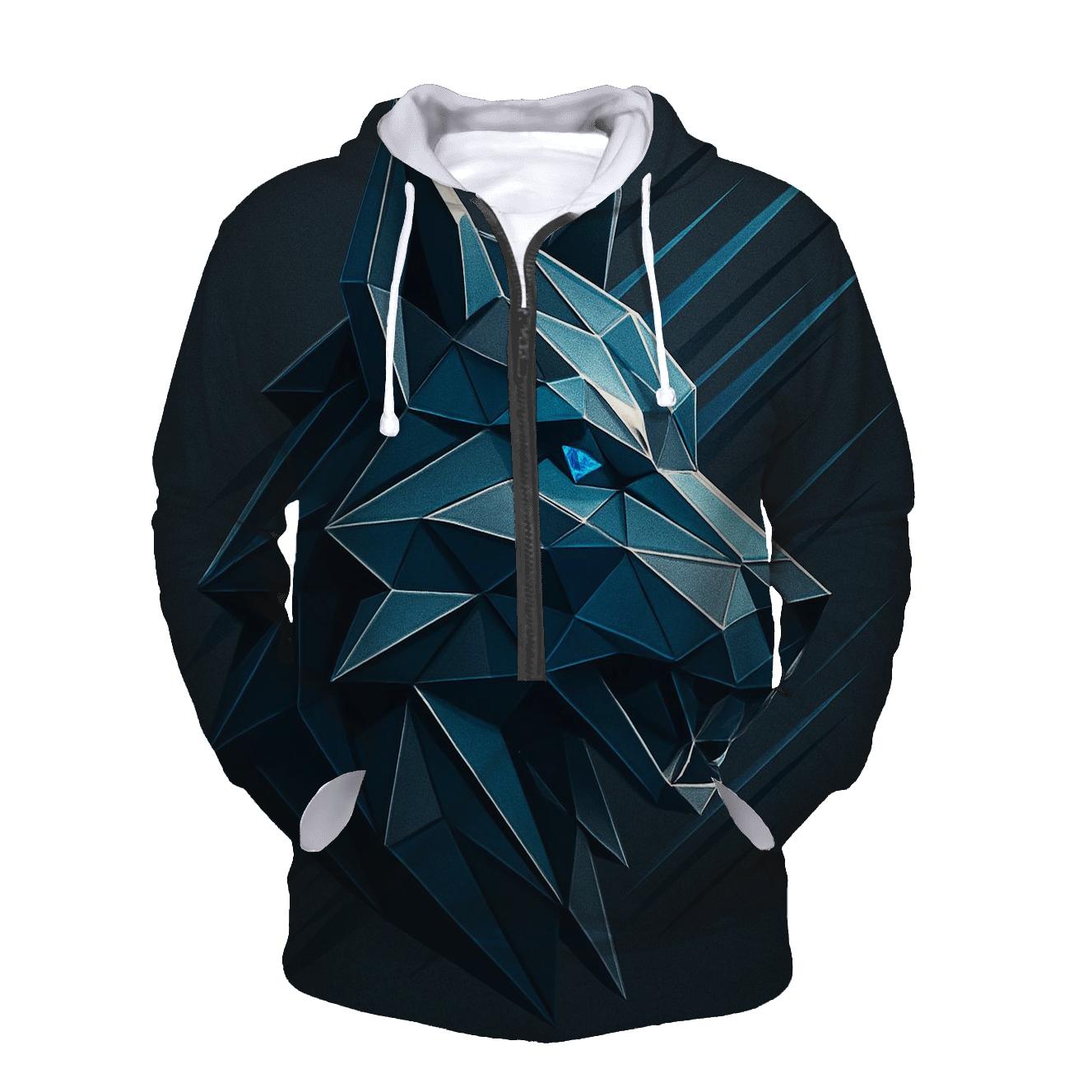 Abstract Geometric Wolf lightweight hoodies
