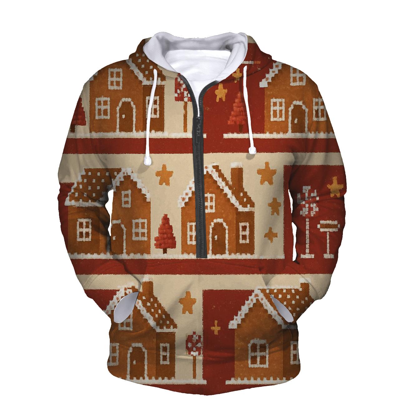 Gingerbread Village Parade Design printed hoodies