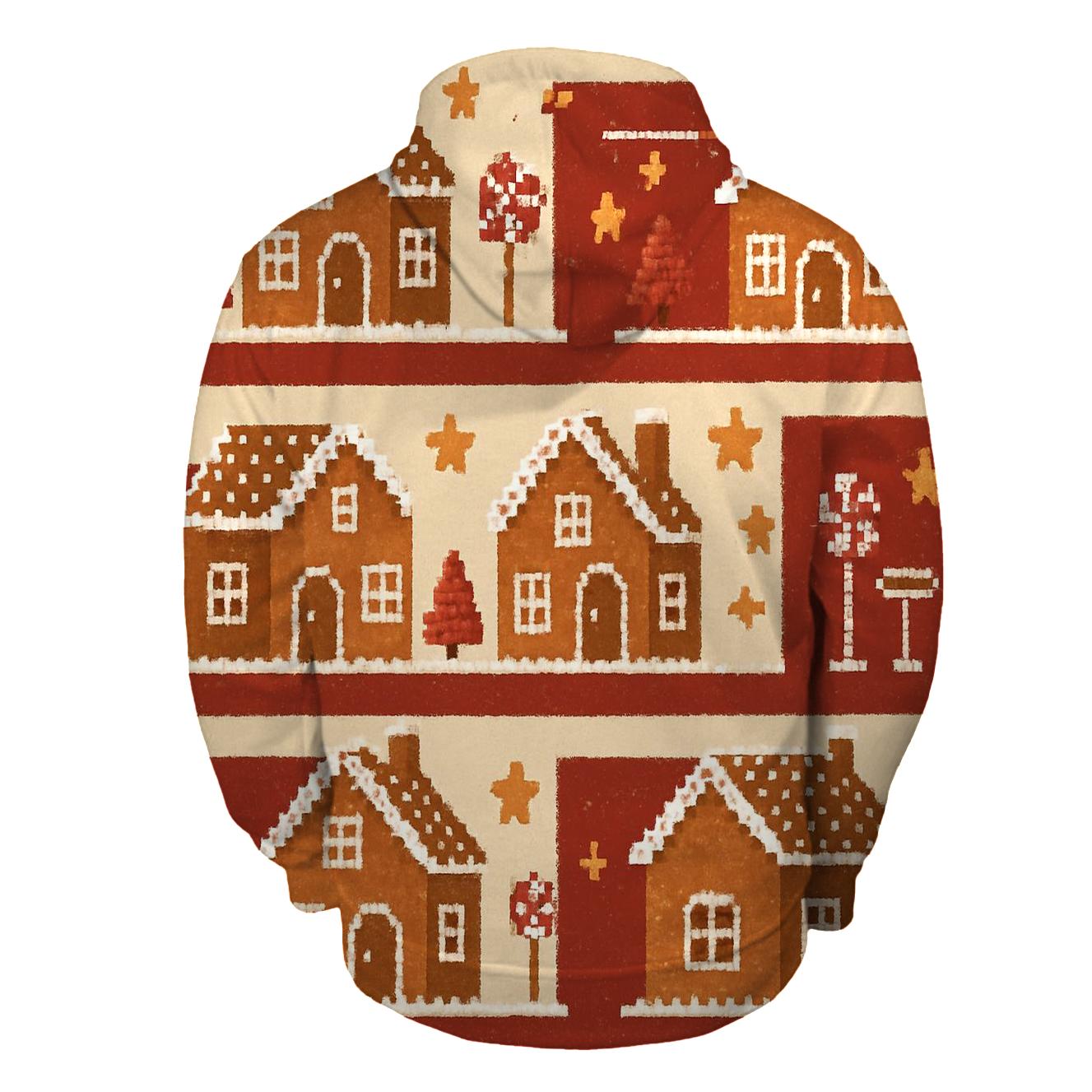 Gingerbread Village Parade Design printed hoodies