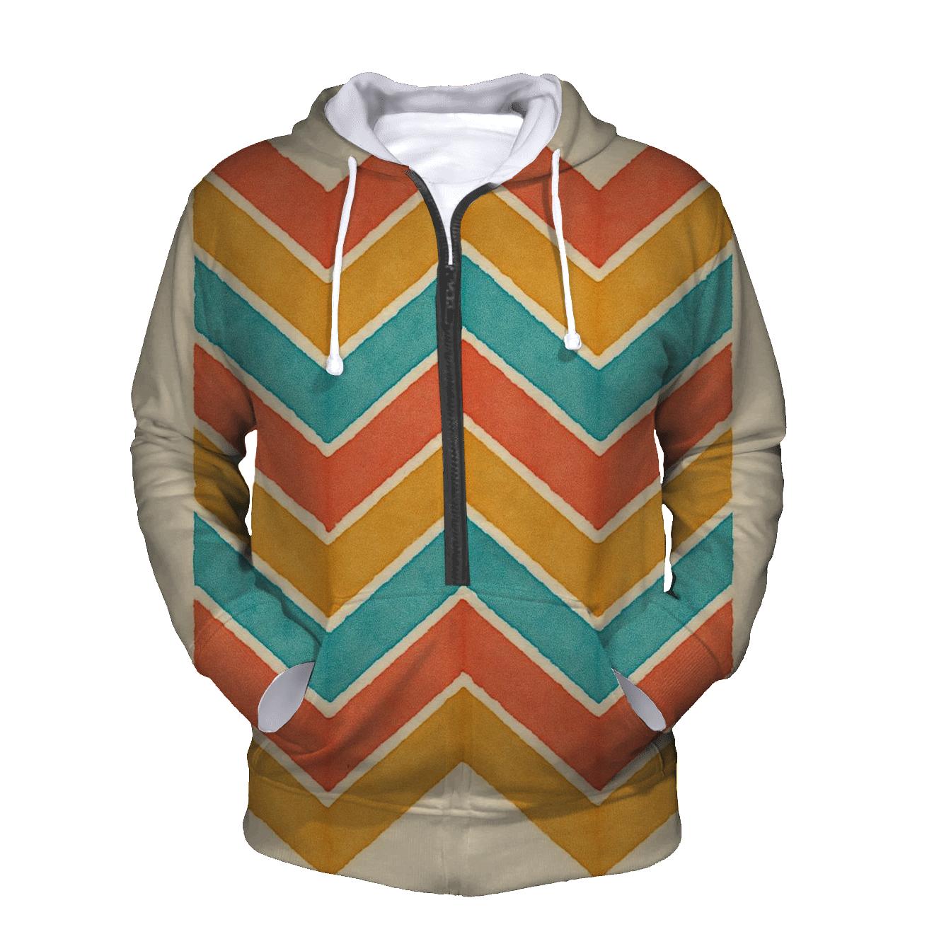 Chevron Coral Accordion zip-up hoodies