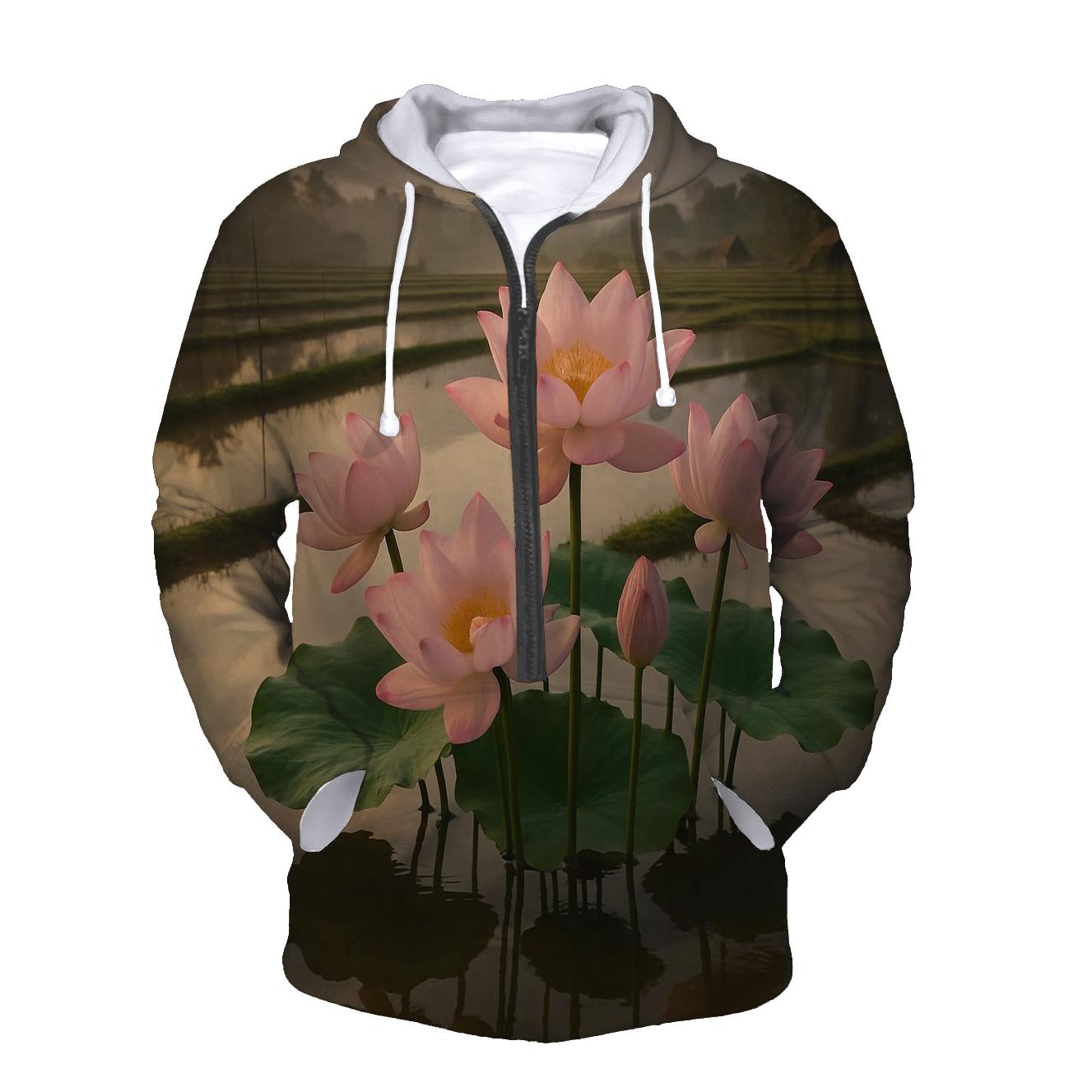 Rice Terrace Lotus Reflection hoodie trends
