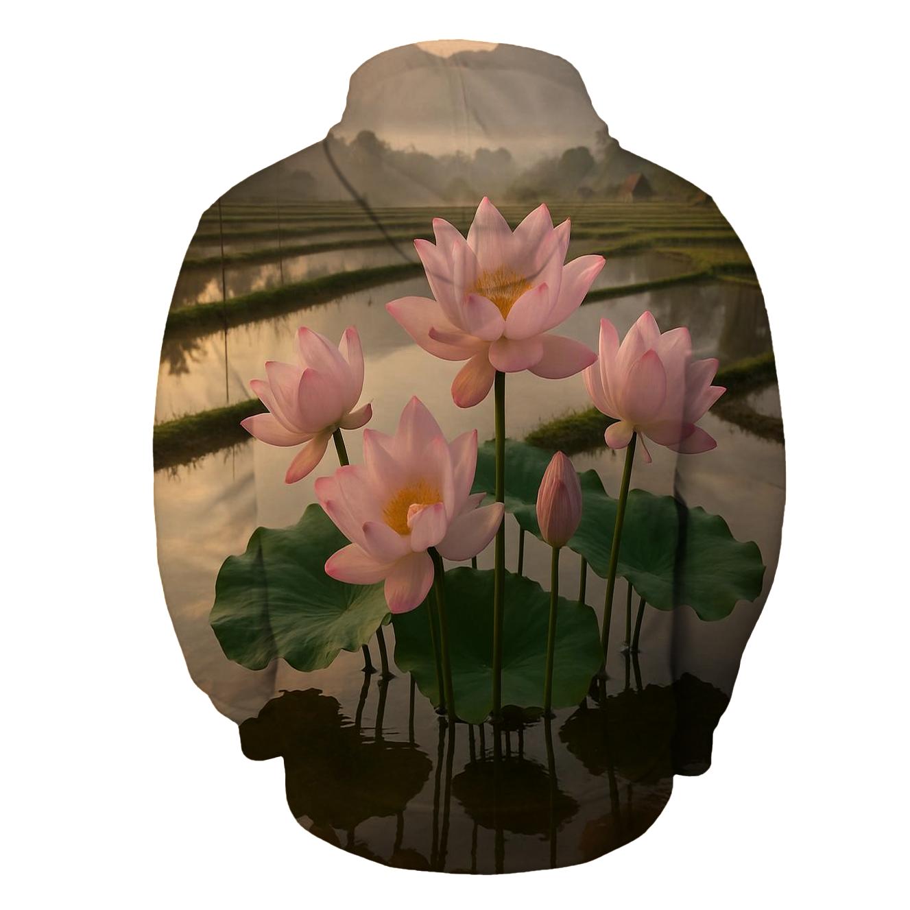 Rice Terrace Lotus Reflection hoodie trends