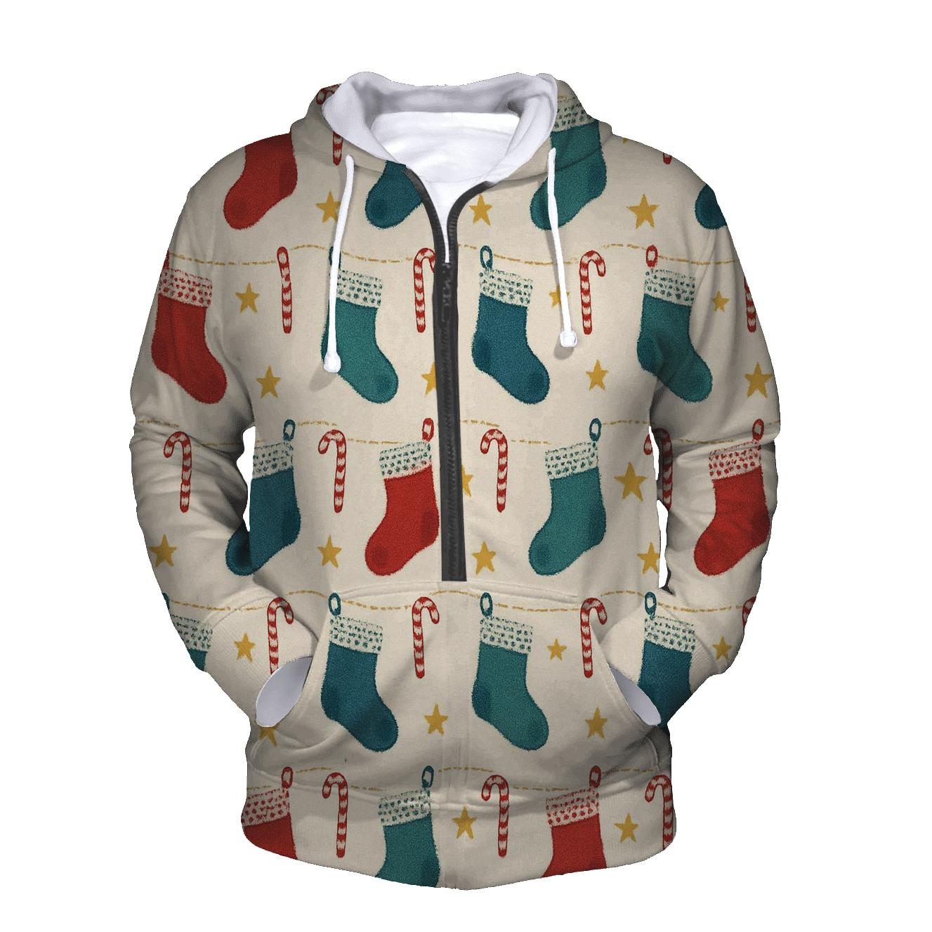 Stocking Garland Ladder Design embroidered hoodies