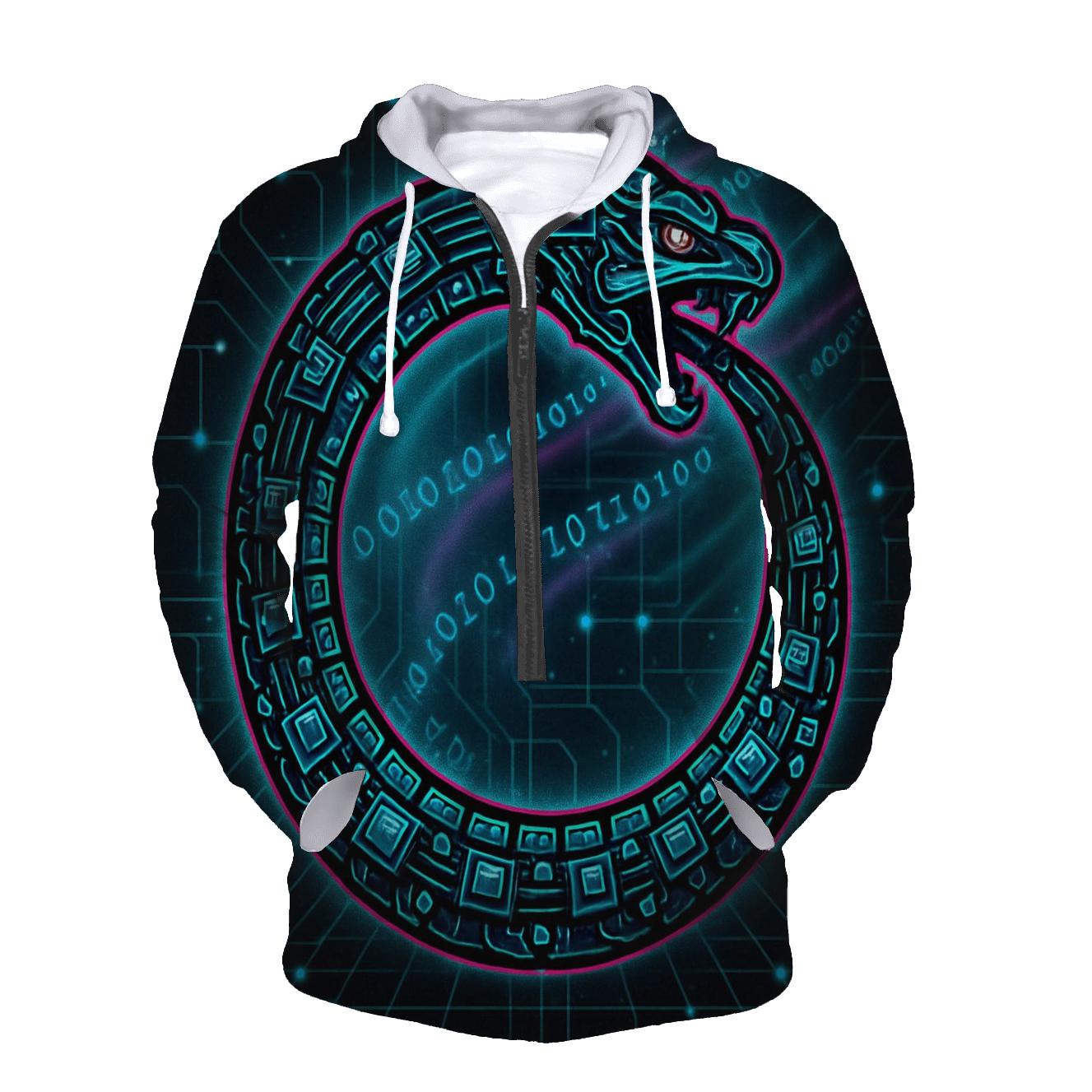 Binary Code Ouroboros Circuit designer hoodies