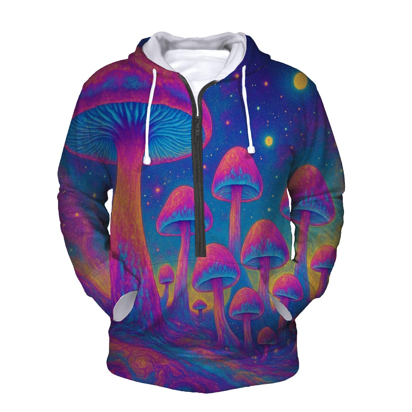 Psychedelic Mushroom Galaxy printed hoodies