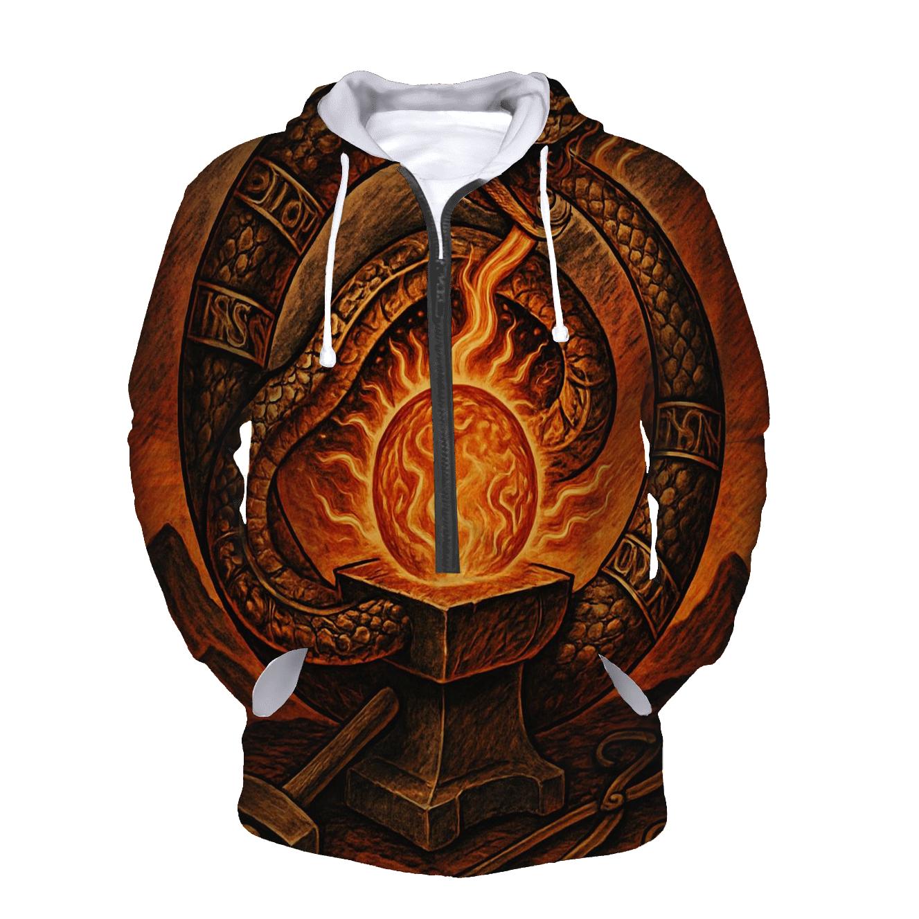 Solar Forge Ouroboros Crest embroidered hoodies